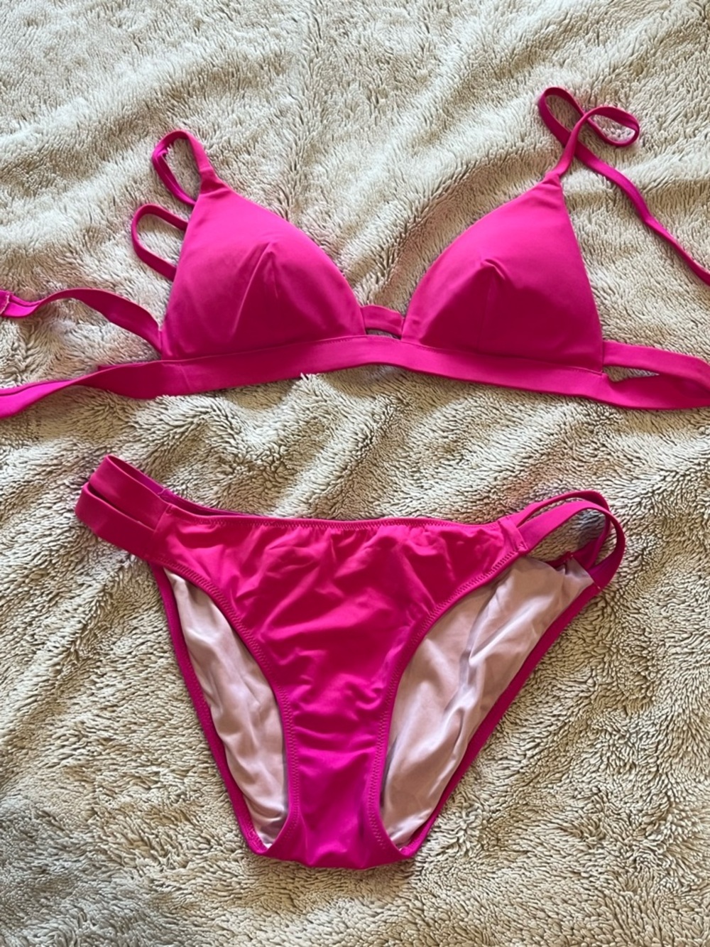 Victoria's Secret Hot Pink Triangle Bikini Set size small top medium bottom
